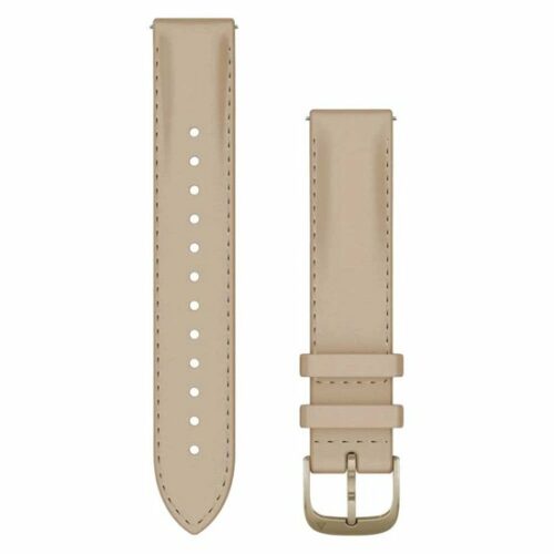 Garmin horlogebandje: Bandje met snelsluiting (18 mm), Light sand leer met cream gold gesp