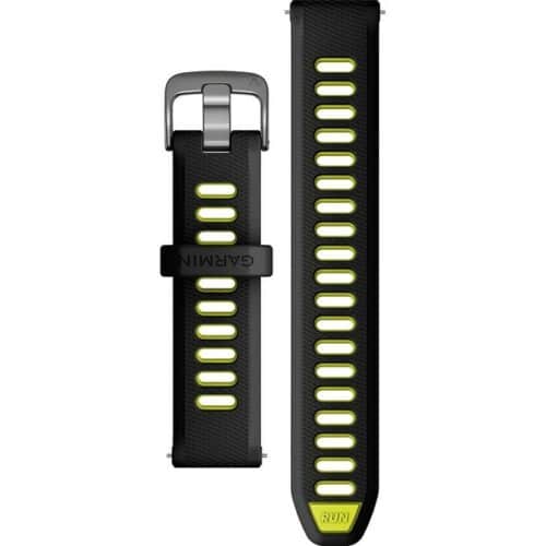 Garmin horlogebandje: Bandje met snelsluiting (18 mm), Zwart/Amp yellow siliconen met slate gesp