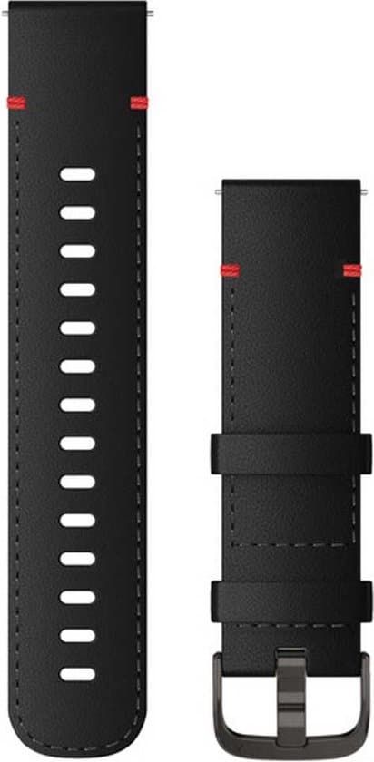 Garmin horlogebandje: Bandje met snelsluiting (22 mm) Zwart leer met Slate