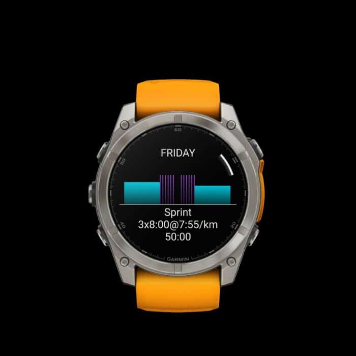 Sporthorloge fēnix® 8 - 51 mm, AMOLED Sapphire, Titanium met Spark orange/graphite sil band