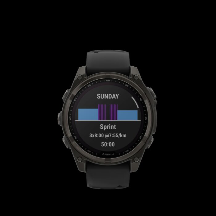 Sporthorloge fēnix® 8 - 47 mm, Solar, Sapphire, Carbon grey DLC-titanium met zwarte/pebble grey siliconen band