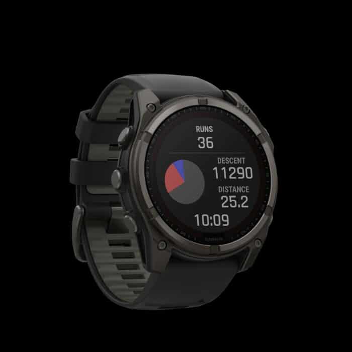 Sporthorloge fēnix® 8 - 51 mm, Solar, Sapphire, Carbon grey DLC-titanium met zwarte/pebble grey siliconen band