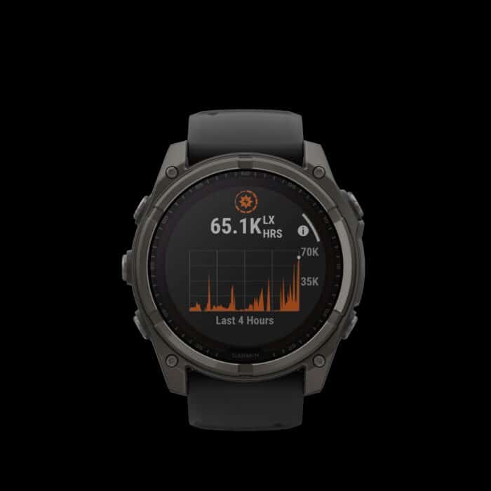 Sporthorloge fēnix® 8 - 51 mm, Solar, Sapphire, Carbon grey DLC-titanium met zwarte/pebble grey siliconen band