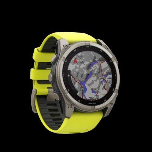 Sporthorloge fēnix® 8 - 51 mm, Solar, Sapphire, Titanium met Amp Yellow/graphite siliconen band